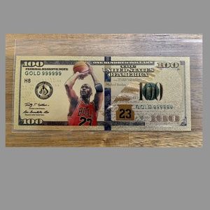 Michael Jordan $100 Dollar Gold Color One Banknote Souvenir Bulls
